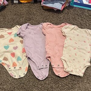 Carter's Multicolor Heart and Stripe Bodysuits